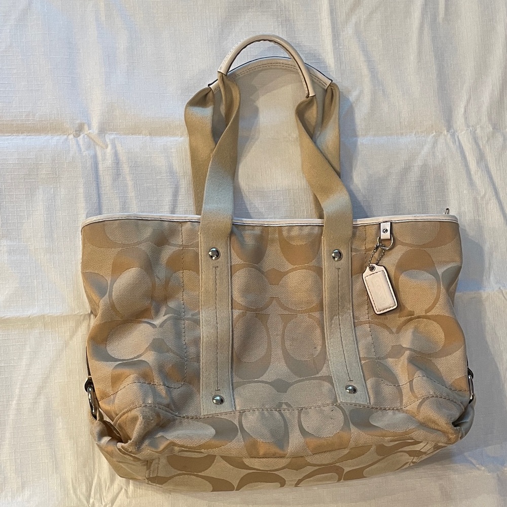 Coach Beige Signature Tote Bag